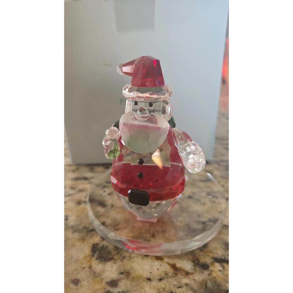 Vintage PARTYLITE Sparkle Crystal Santa, Tea Light Candle Holder Retired New Nib